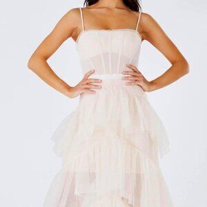 Oh CiCi TIERED RUFFLE TULLE EVENING MAXI DRESS